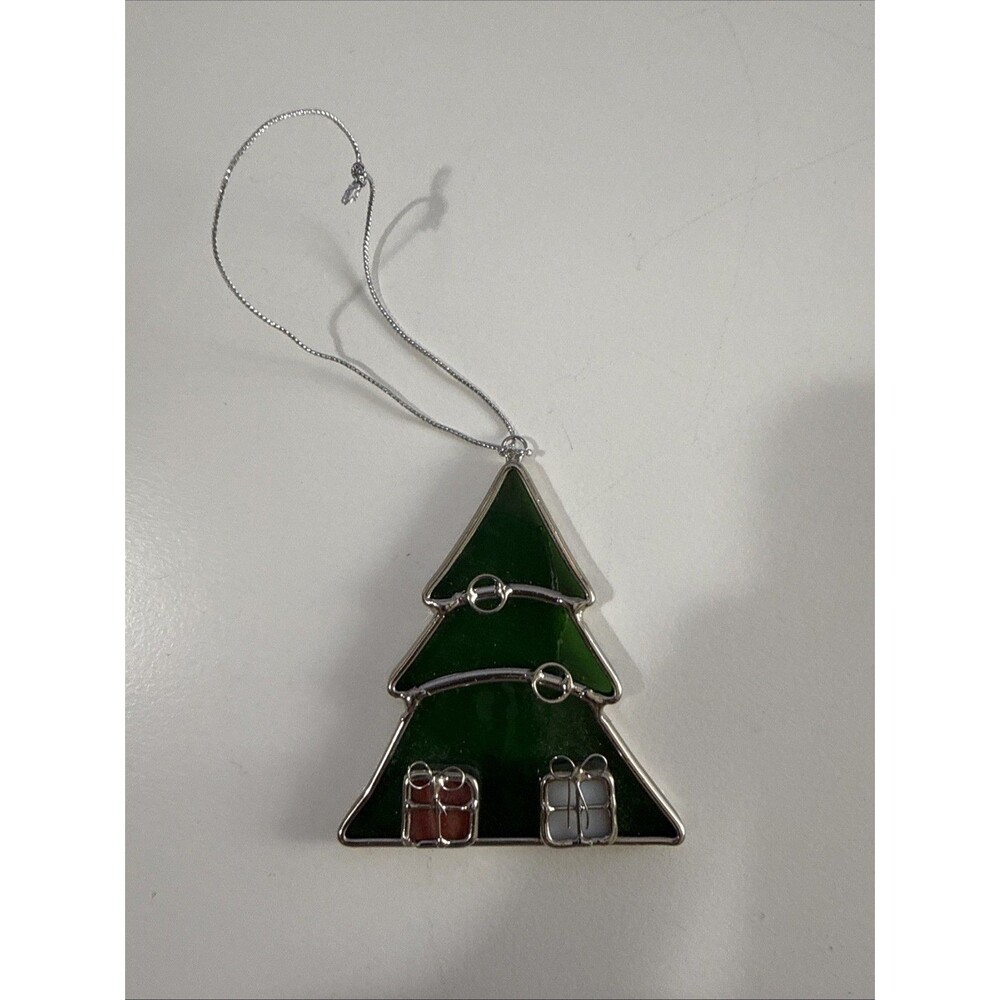 Stained Glass Christmas Tree With Presents Stained Glass Ornament